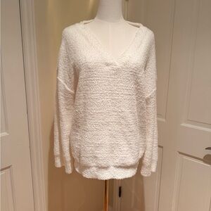 Cozy White V-Neck Sweater